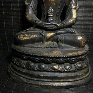 Awesome Unusual Archaic Chinese Bronze Buddha Seated Statue Sculpture Marked 3