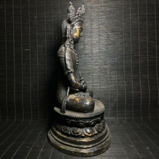 Awesome Unusual Archaic Chinese Bronze Buddha Seated Statue Sculpture Marked 4