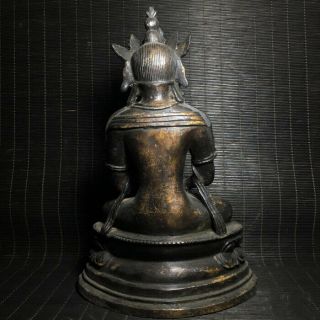 Awesome Unusual Archaic Chinese Bronze Buddha Seated Statue Sculpture Marked 7