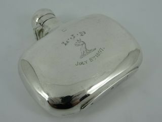 Lovely Victorian Solid Sterling Silver Spirit Pocket Hip Flask Sheffield 1896