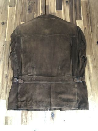 Ralph Lauren Vintage Suede Leather Jacket Brown M Medium Cinch Back Workwear 2