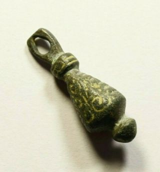 Decorated Rare Ancient Viking Era Bronze Mace Pendant / Amulet - Wearable