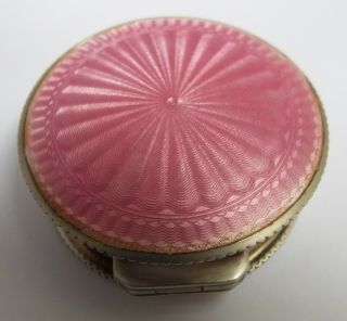 English Antique 1924 Sterling Silver & Pink Guilloche Enamel Box