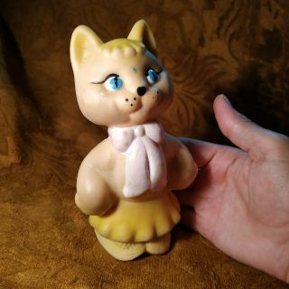 Vintage Rare Russian Rubber Toy Animal - Cat Kitty - 7 In - Ussr Doll