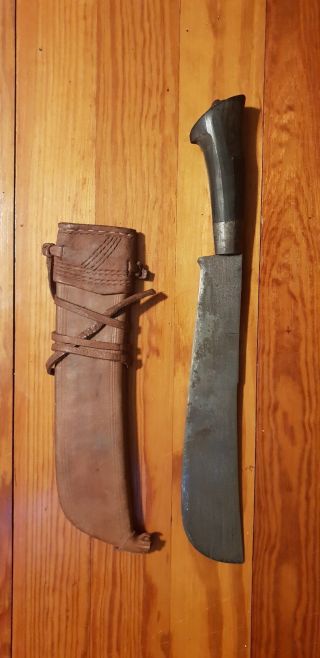 Philippines Sword Bolo Machete Knife Antique Dagger Leather Vintage Sheath