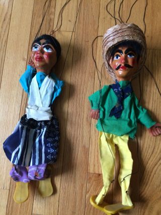 2 - Vintage 15 " Mexican Marionette Man & Woman String Puppets