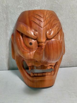 Japanese Handcarved Wood Tengu Demon Mask Bugaku Shugend Orykai Forest Spirits