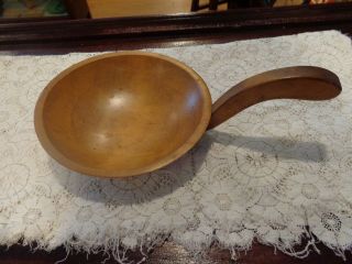 Vintage Hand? Turned? Wood Bowl With Handle Kennedy Brothers Primitive Country