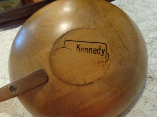 Vintage hand? turned? wood bowl with handle Kennedy Brothers Primitive Country 3