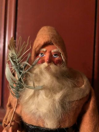 Antique German ? Christmas Composition Santa Feather Tree Figure Belsnickle 8 