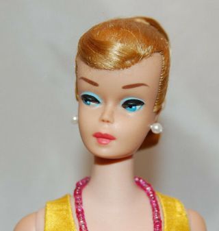 Vintage Mattel Barbie Ash Blonde 850 Swirl Ponytail 3 Piece Silk Outfit