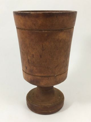 Vintage Turned Wood Cup Goblet Wooden Table Wear Trinket Box