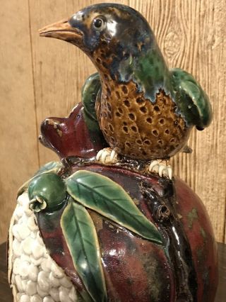 Bo Yun Tao Fang Chinese SHIWAN BIRD POMEGRANATE Ceramic Pottery 博云陶坊款石湾瓷雀 羅傳 陶藝 7