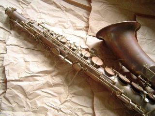 Vintage C.  G.  Conn Bare Brass Lester Young Era Tenor Sax