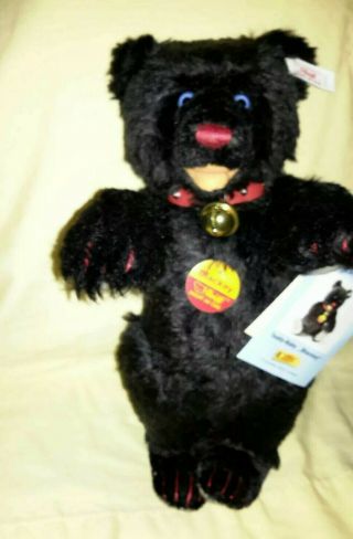 Rare Vintage Steiff " Blackey Teddy Baby " Bear,  With Certificate On Wrist