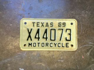 Vintage 1969 Texas Tx.  Motorcycle License Plate Never Mounted