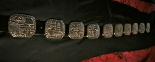 Rare Andrea Lonjose Shirley Cast Sterling Silver Story Teller Concho Belt