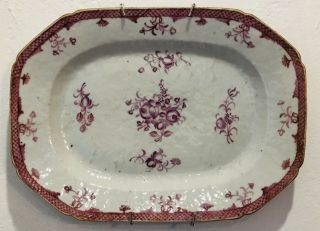 Antique Chinese 18th Century Porcelain Famille Rose Tray Or Platter