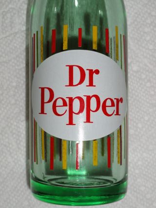 Extremely Rare 1957 Dr Pepper " Candy Stripe " 6 1/2 Oz.  Acl Soda Bottle - Read