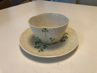 Vintage Irish Belleek Small Bowl And Saucer - Made In Ireland