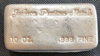 10 Troy Oz Rare Jackson Precious Metals 999 Fine Silver Vintage Poured Bar Ingot