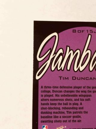 1997 - 98 E - X2001 Jambalaya UNCUT RARE Tim Duncan Spurs 8 7