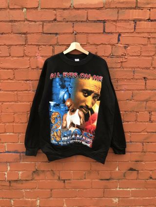 Vintage 90’s Tupac 2pac Double Sided Rap Tee Sweater Size Xl
