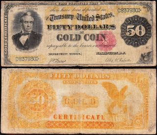 Rare 1882 $50 " Silas Wright " Gold Certificate C837930