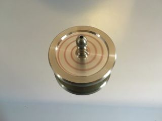 Brass spinning top with ceramic bearing and swirl design (over 7 min spin) 2