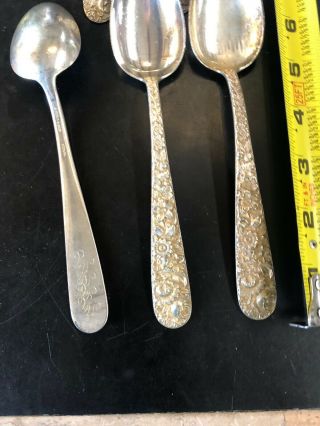 5 S.  Kirk & Son Inc Sterling Silver Floral Repousse Oval Soup Spoons 268g 7 1/4” 4