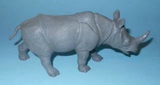 1960s Marx Jungle Play Set Large Hard Plastic 6 Inch Rhinoceros Figure