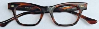Vintage 60s Brentwood Sidney Amber Arnel Eyeglass Frames Made In Usa