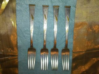 Gorham Silverware Golden Wheat Pattern Set Of 4 Dinner Forks 7 1/2 "