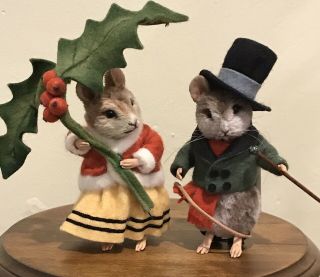 R.  John Wright Annamarie and Fritz Rare Christmas Mice Matched Number Set Mohair 2