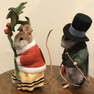 R.  John Wright Annamarie and Fritz Rare Christmas Mice Matched Number Set Mohair 3