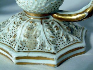 Antique 19th C Porcelain Handpainted Candle Holders Stands Candleholders Snake 4