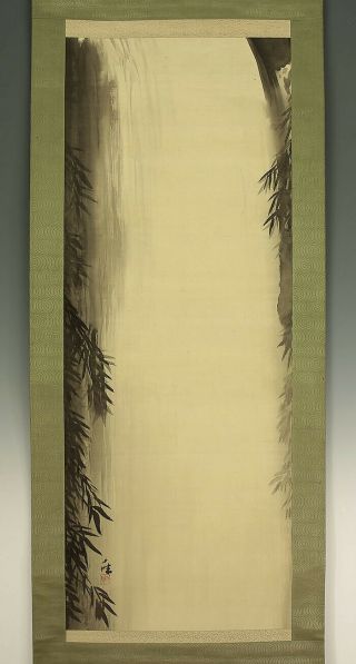 掛軸1967 Japanese Hanging Scroll : Mori Getsujo " Waterfall " @e275
