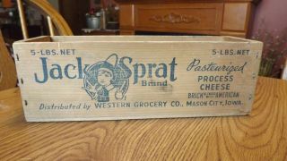 Vintage Jack Sprat Brand Wooden Cheese Box 5 Wood Crate Mason City Iowa 2