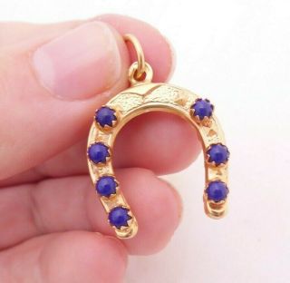 18ct Gold Lapis Lazuli Pendant,  Italian Double Sided Lucky Horse Shoe