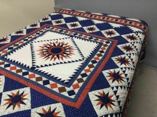 Vintage Handmade Mariners Compass Quilt - 95 