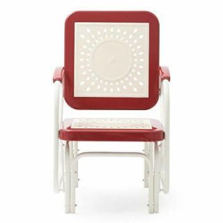 Retro Vintage Style Red White Metal Patio Glider Chair Outdoor Furniture
