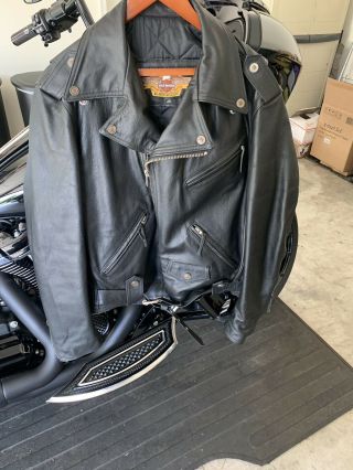 Harley Davidson Vintage Shovelhead Mens Leather Jacket Made In The Usa Large