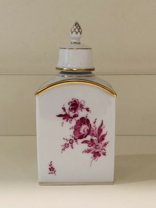 Hochst Hand - Painted Porcelain Raspberry Colored Tea Caddy