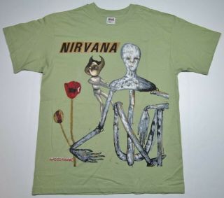 Vintage Nos Nirvana Incesticide 1993 90s Kurt Cobain Large Green T - Shirt