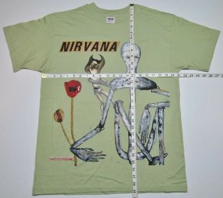 Vintage NOS Nirvana Incesticide 1993 90s Kurt Cobain Large Green T - Shirt 9