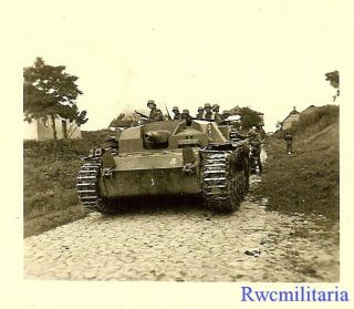 Rare German Combat Troops Ride On Sturmgeschütz Panzer Tanks Into Battle