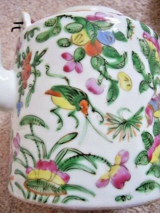 LARGE ANTIQUE CHINESE FAMILLE ROSE porcelain TEAPOT LATE 19TH CENTURY 8