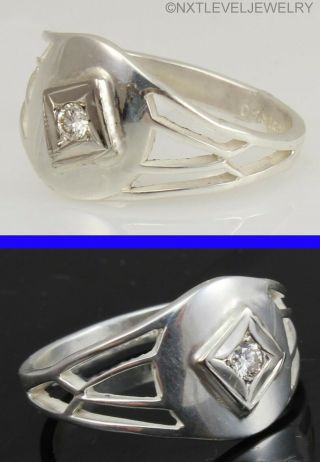 Antique Ostby & Barton 1920 ' s Art Deco Diamond Sterling & 10k Gold Cocktail Ring 3