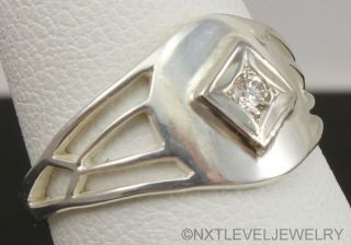 Antique Ostby & Barton 1920 ' s Art Deco Diamond Sterling & 10k Gold Cocktail Ring 4