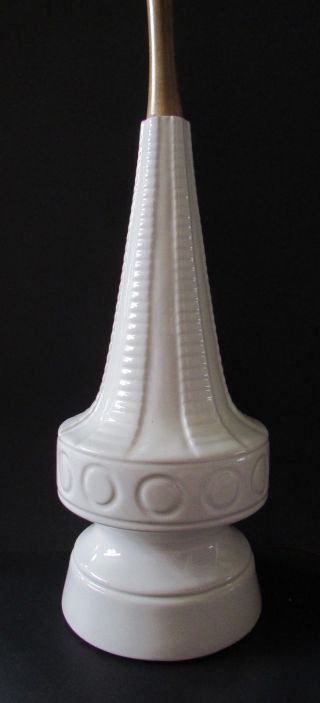 Vtg Mid Century White Ceramic Geometric Table Lamp Jonathan Adler Style 21 "
